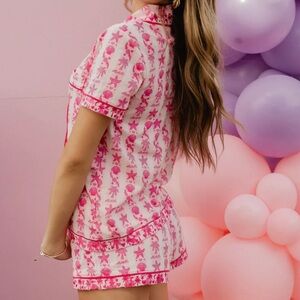 Pink Palm Pajamas in Blush Bay